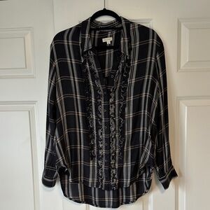 Navy, White, light Pink Plaid Button-Up Shirt